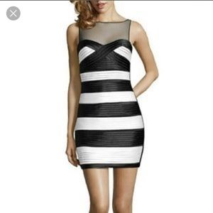 BCBGMAXAZRIA Black and White Bandage Dress Size 6
